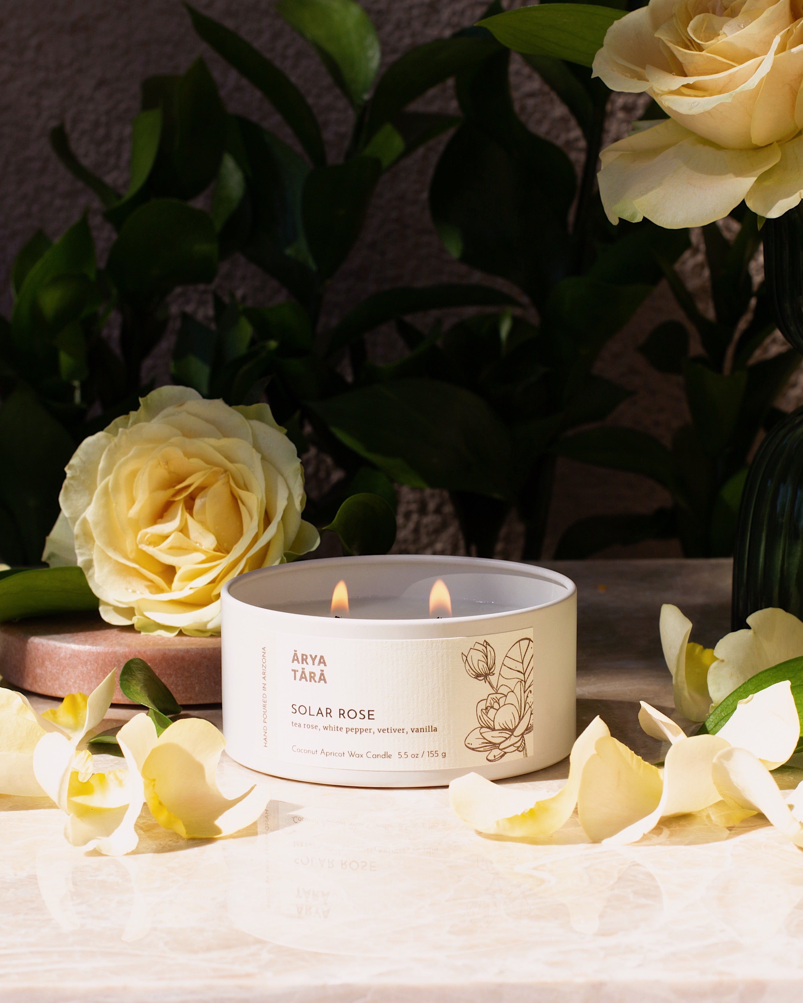 Solar Rose Candle | Ivory Tin